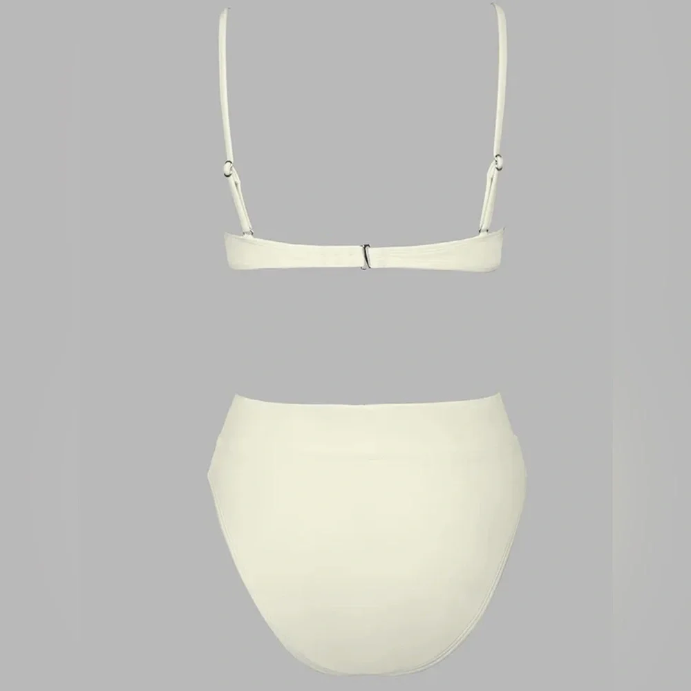 Cupshe underwire ruffle high waisted off-white bikini - size M - Picture 6 of 7
